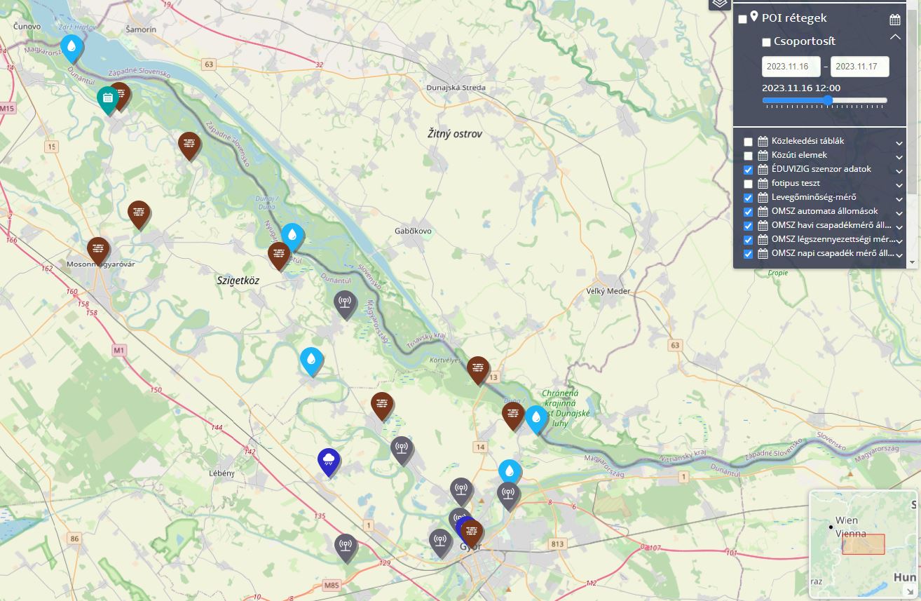 OMSZ és ÉDUVIZIG szenzor mérőállomások térképen