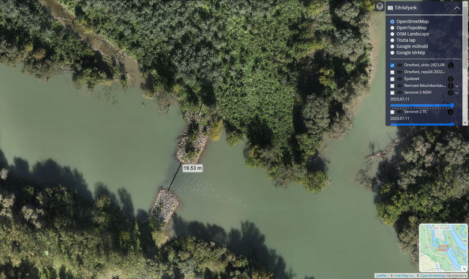 Távolságmérés ortofotón